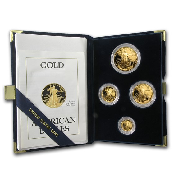 1989 4-Coin Proof Gold American Eagle Set (w/Box & COA) 1989 4-Coin Proof Gold American Eagle Set (w/Box & COA)